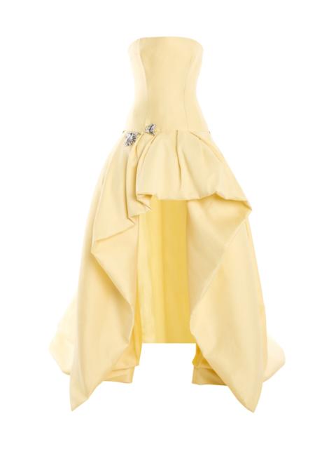 Monique Lhuillier Strapless High Low Ball Gown yellow