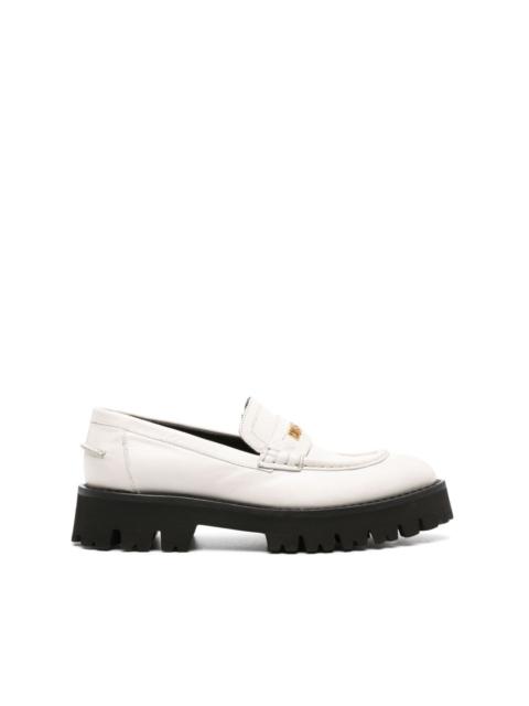Moschino logo-lettering chunky leather loafers