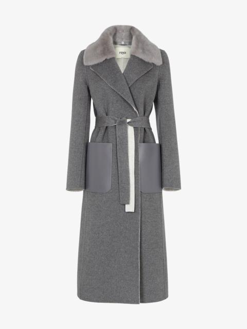 FENDI Gray double-sided cashmere coat