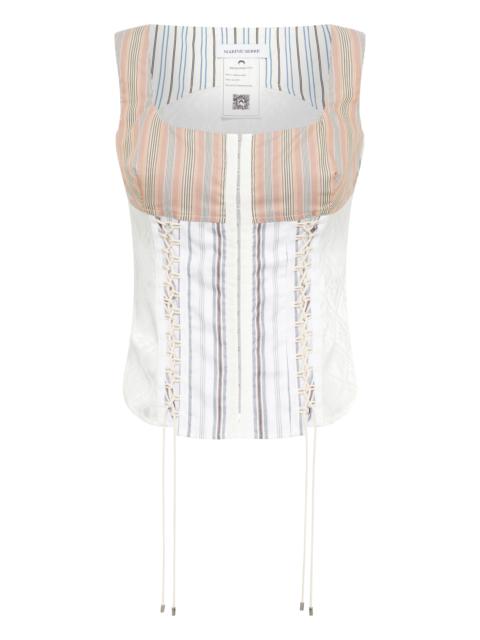 Marine Serre Regenerated Striped Poplin Bustier Top