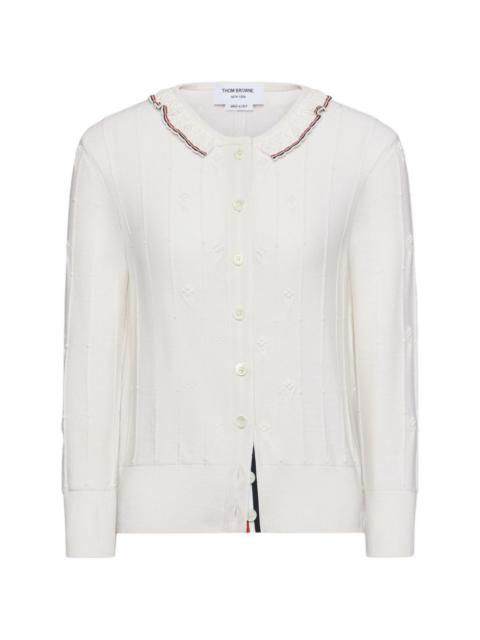 Thom Browne bobble stitch lace-trim cardigan