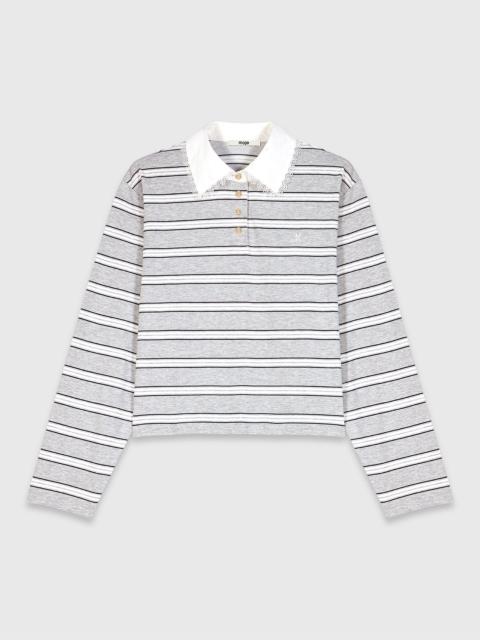maje Embroidered polo collar T-shirt