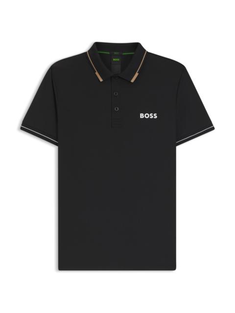 BOSS SLIM-FIT POLO SHIRT WITH CONTRAST LOGOS