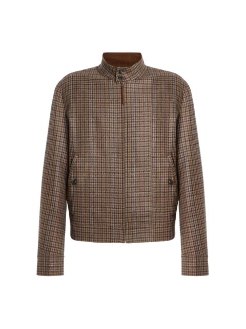 GABRIELA HEARST Graham Jacket in Camel Multi Wool Silk Houndstooth