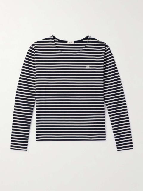 CELINE Logo-Embroidered Striped Cotton-Jersey T-Shirt