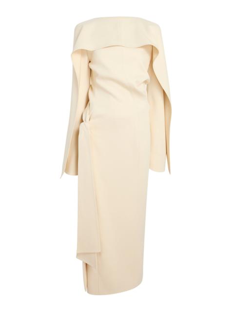KHAITE Yon Crepe Satin Midi Dress white