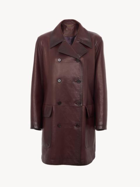 Chloé DOUBLE-BREASTED CARCOAT IN LEATHER