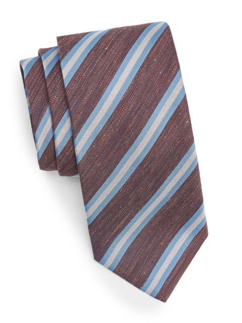 Canali Men's Striped Woven Silk Tie - Blue