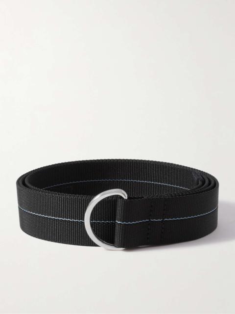 3cm Logo-Appliquéd Full-Grain Leather-Trimmed Embroidered Webbing Belt