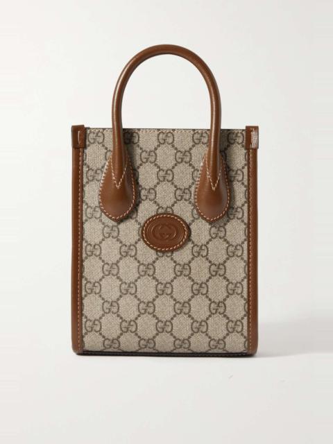 GUCCI GG mini leather-trimmed printed coated-canvas tote