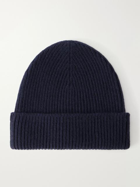 Johnstons of Elgin Ribbed Cashmere Beanie Navy