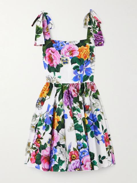 Dolce & Gabbana Floral-print cotton-blend poplin mini dress White