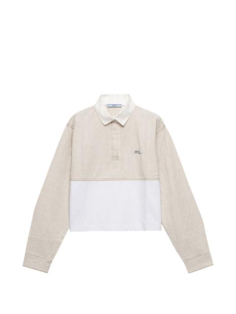Prada chambray and jersey polo shirt