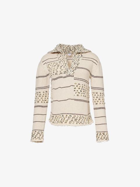 Bottega Veneta Striped-panel regular-fit wool-blend top