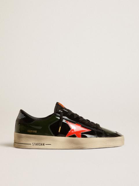 Women's Stardan in black and green patent leather with orange star