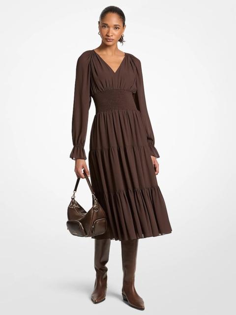 MICHAEL KORS Smocked Georgette Midi Dress