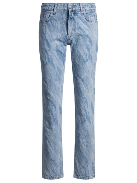 BOSS SLIM-FIT JEANS IN LASER-PATTERNED BLUE DENIM