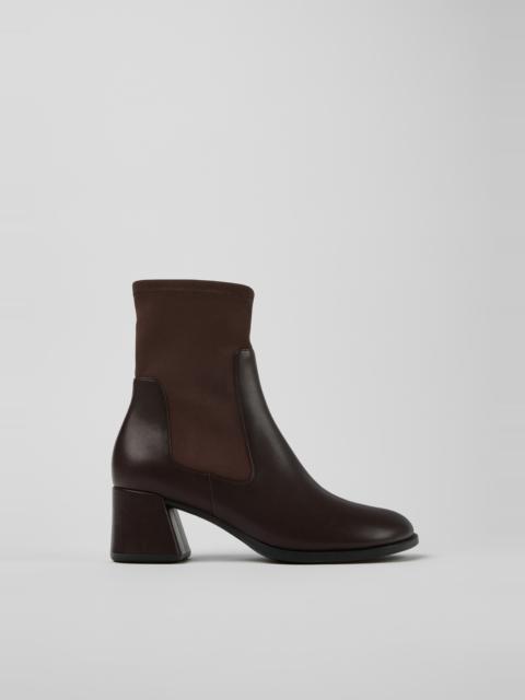 CAMPER Kora Brown Leather and Textile Ankle Boots for Women.