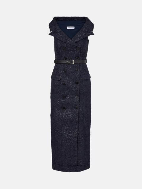 self-portrait Belted bouclé midi dress