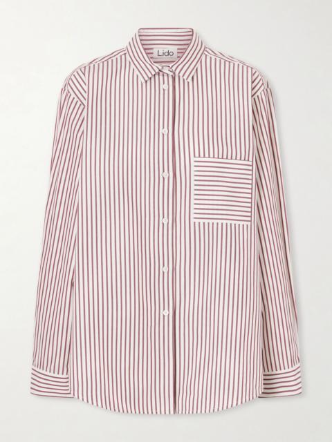 Lido Striped cotton-poplin shirt Red