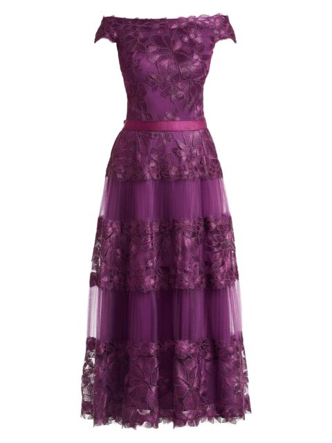 TADASHI SHOJI Women's Floral Embroidered Off-The-Shoulder A-Line Dress - Begonia