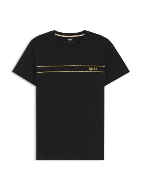 BOSS LOGO BEACH T-SHIRT IN COTTON WITH UV PROTECTION