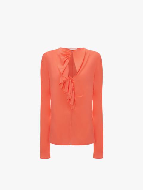 Victoria Beckham Romantic Ruffle Blouse In Coral