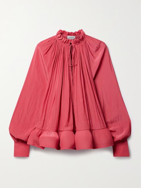 Lanvin Ruffled Gathered Charmeuse Blouse