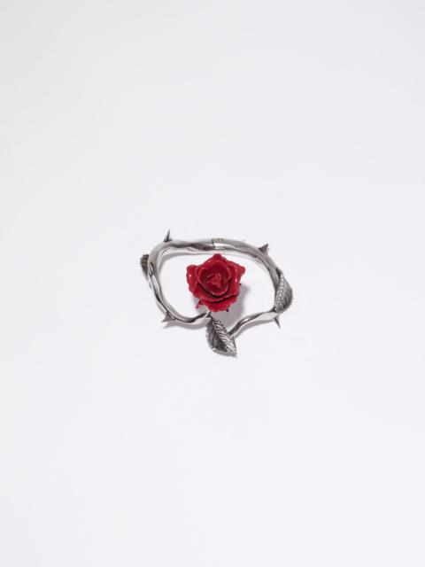 Acne Studios Cuff rose bracelet - Antique silver/red