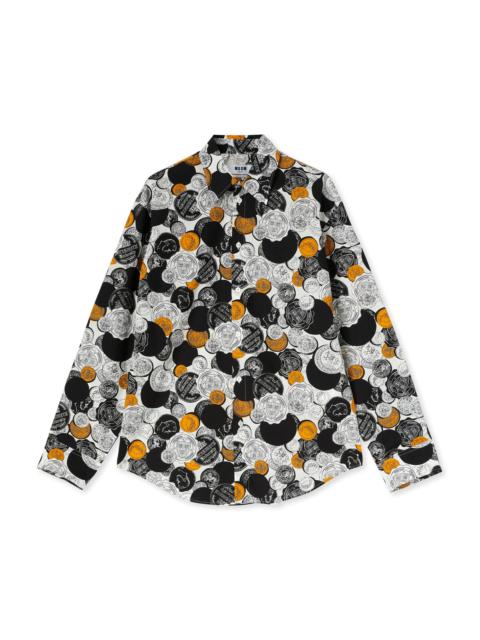 MSGM Organic cotton shirt with "all-over Token" print