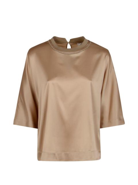 PESERICO beaded-collar shirt