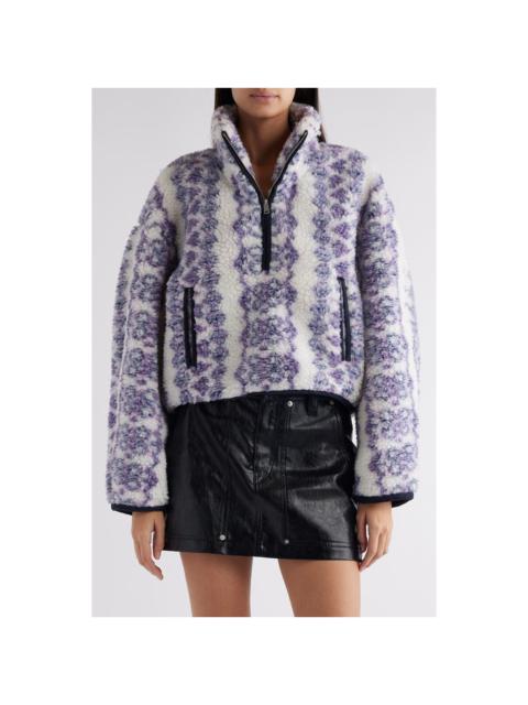 Isabel Marant Étoile Marie Faux Shearling Half Zip Pullover in Ecru/Purple at Nordstrom