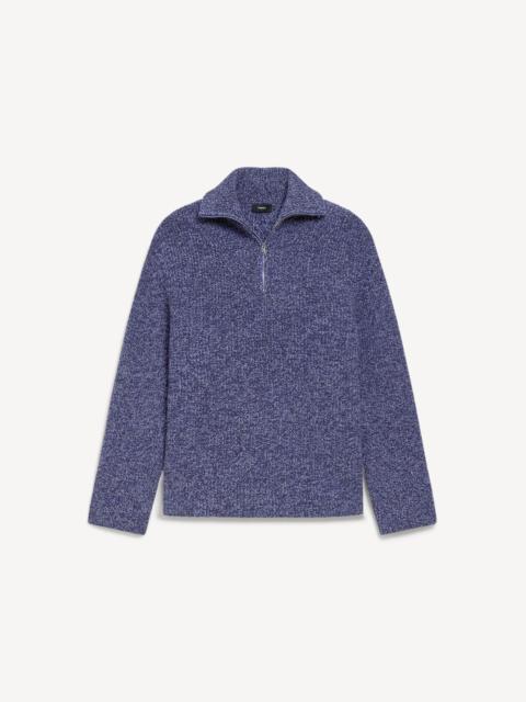 Theory Turtleneck Quarter-Zip Sweater in Wool Bouclé Twist
