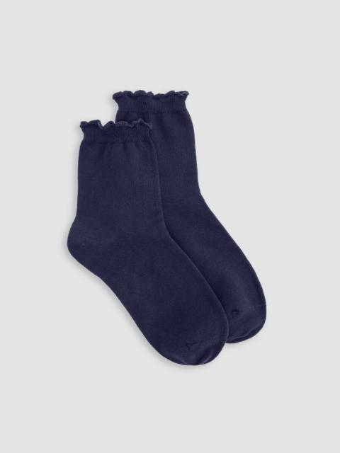 EILEEN FISHER Cotton Rib Scallop Edge Short Crew Sock