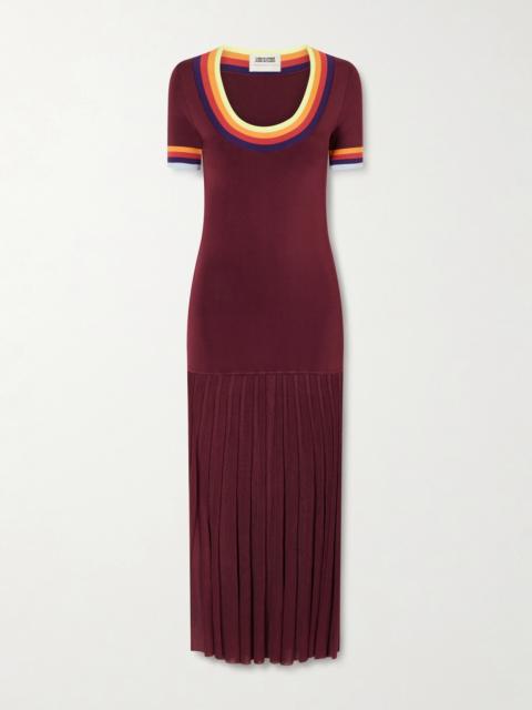 CHRISTOPHER JOHN ROGERS Saucer Pleated Striped Jersey Midi Dress