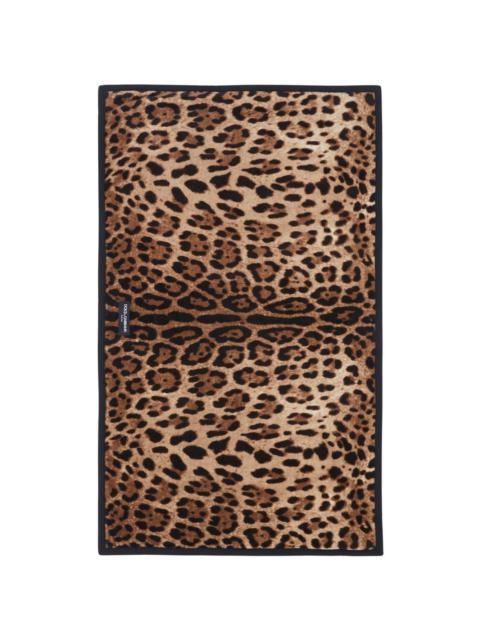 leopard-print cotton bath mat