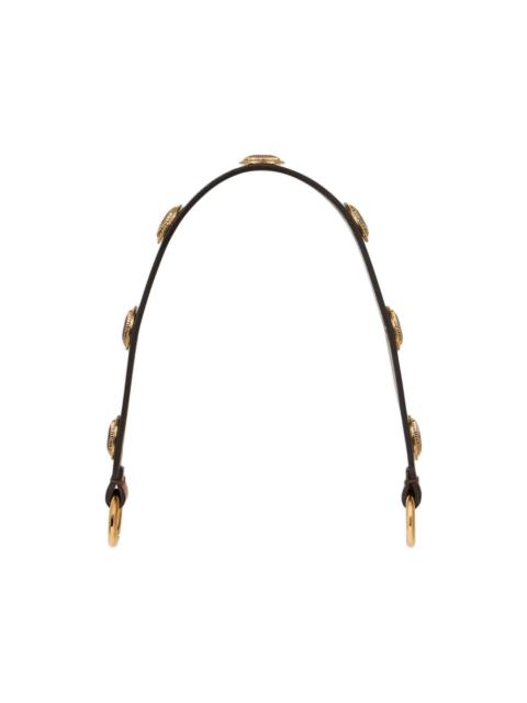 Etro leather bag handle with oval-shaped studs