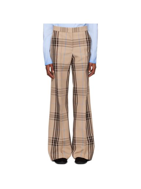 Beige Check Trousers