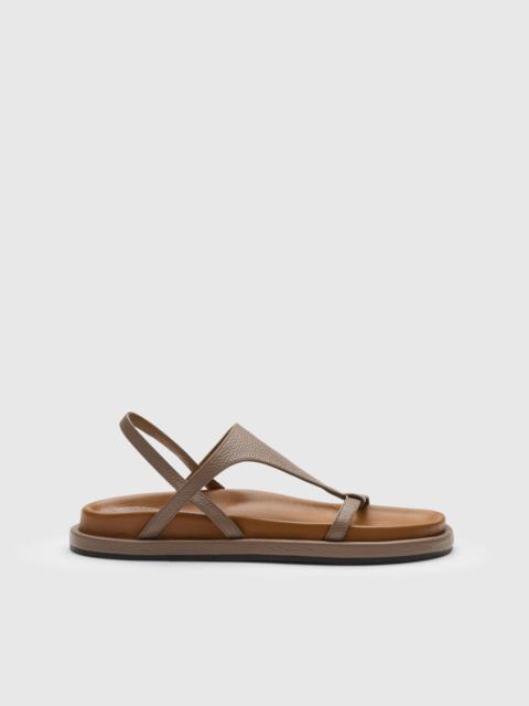 ATP ATELIER Ultimo Tahini Grained Leather Comfy sandals