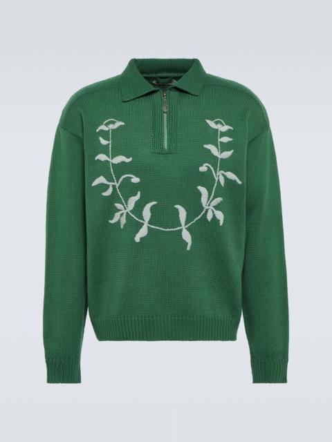 BODE Embroidered wool polo sweater