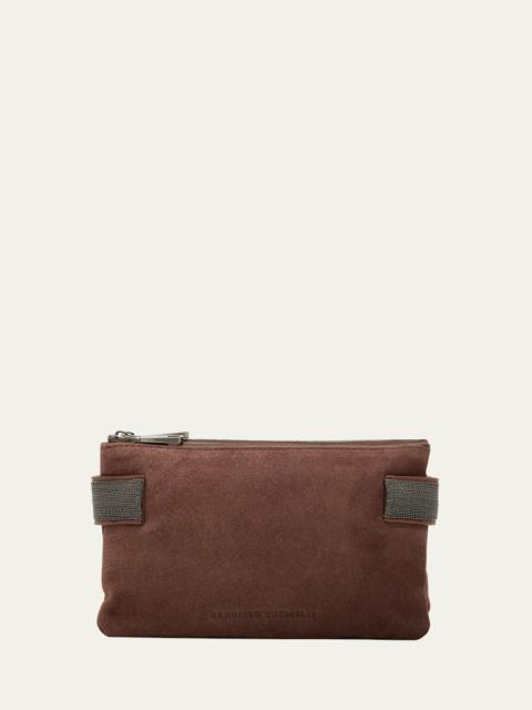 Brunello Cucinelli Essence Mini Monili Calfskin Suede Shoulder Bag