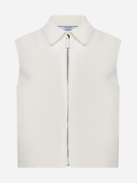 Silk-blend polo shirt top