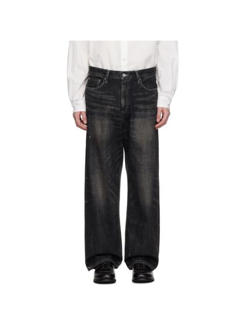 NEIGHBORHOOD Black Washed Denim DP Wide Jeans