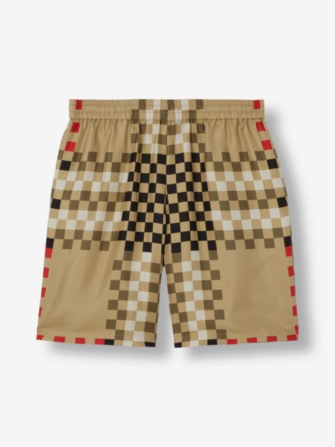 Burberry Pixel Check Silk Shorts