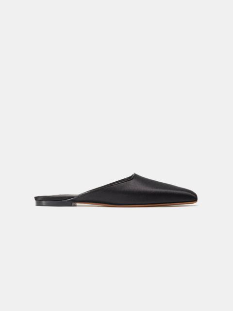 Emme Parsons FLAT MULE IN BLACK SATIN — ARCHIVE SAMPLE; FINAL SALE
