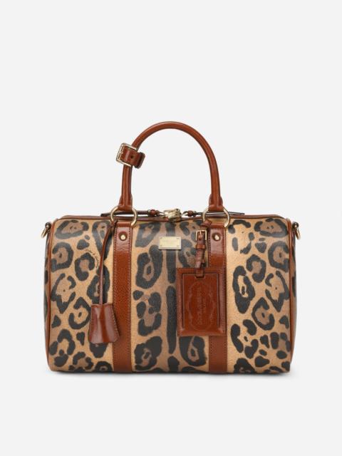 Dolce & Gabbana Leopard-print Crespo handbag with branded plate