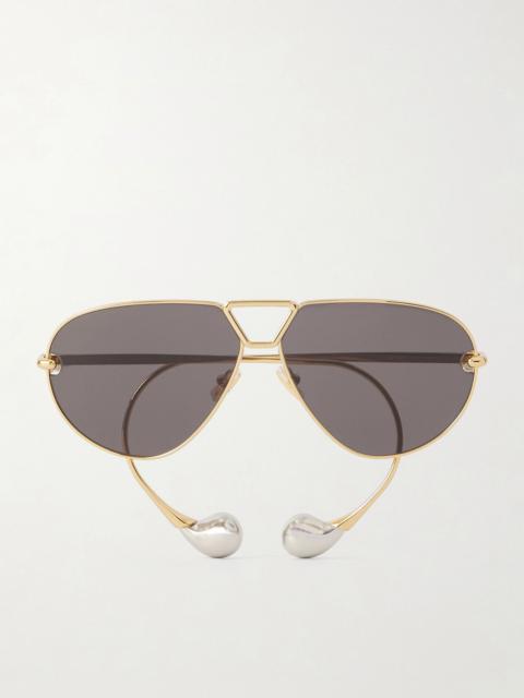 Bottega Veneta Drop aviator-style gold- and silver-tone sunglasses Gold