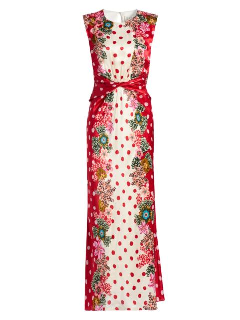 SALONI Women's Gwen Printed Silk-Blend Maxi Dress - Plumeria Rouge Plmt