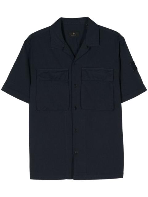 Belstaff logo-patch seersucker shirt