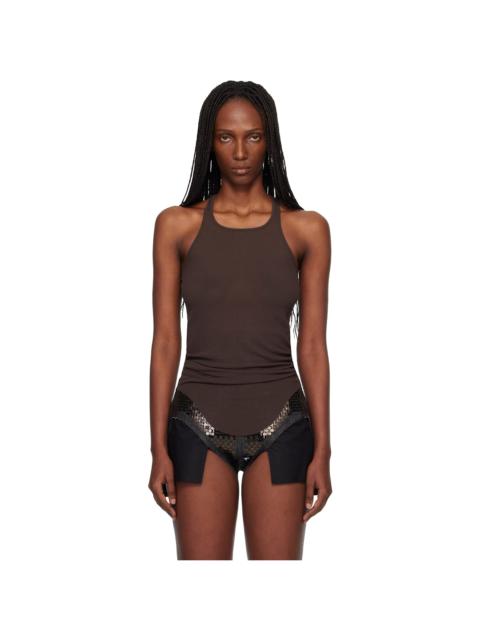 Rick Owens Brown Temple Basic Rib Tank Top
